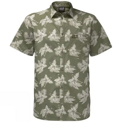 Camisa Jack Wolfskin Hot Chili Tropical Hombre Verde Oliva - Chile HBZ532047